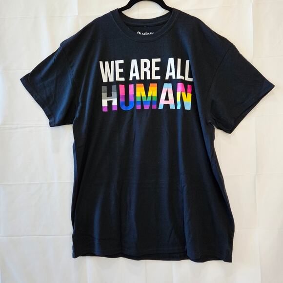 Spencer's We Are All Human Inspirational Short Sleeve Black Tee Size XL - Picture 1 of 6
